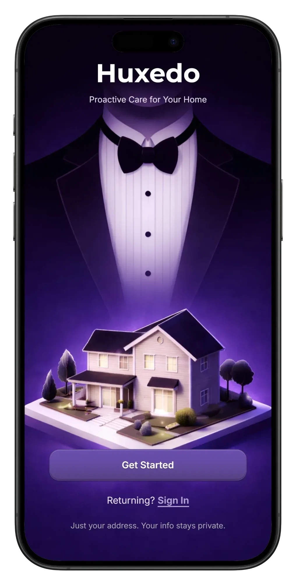 The Huxedo app on a smartphone